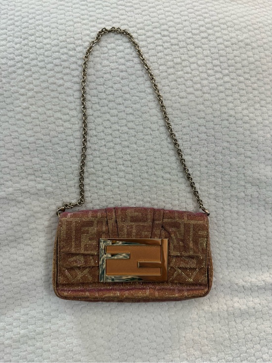 Fendi Handbags - Fendi Gold Monogram Chain Shoulder Bag